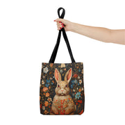 Floral Bunny Tote Bag with Whimsical Rustic Charm, Eco-Friendly Design