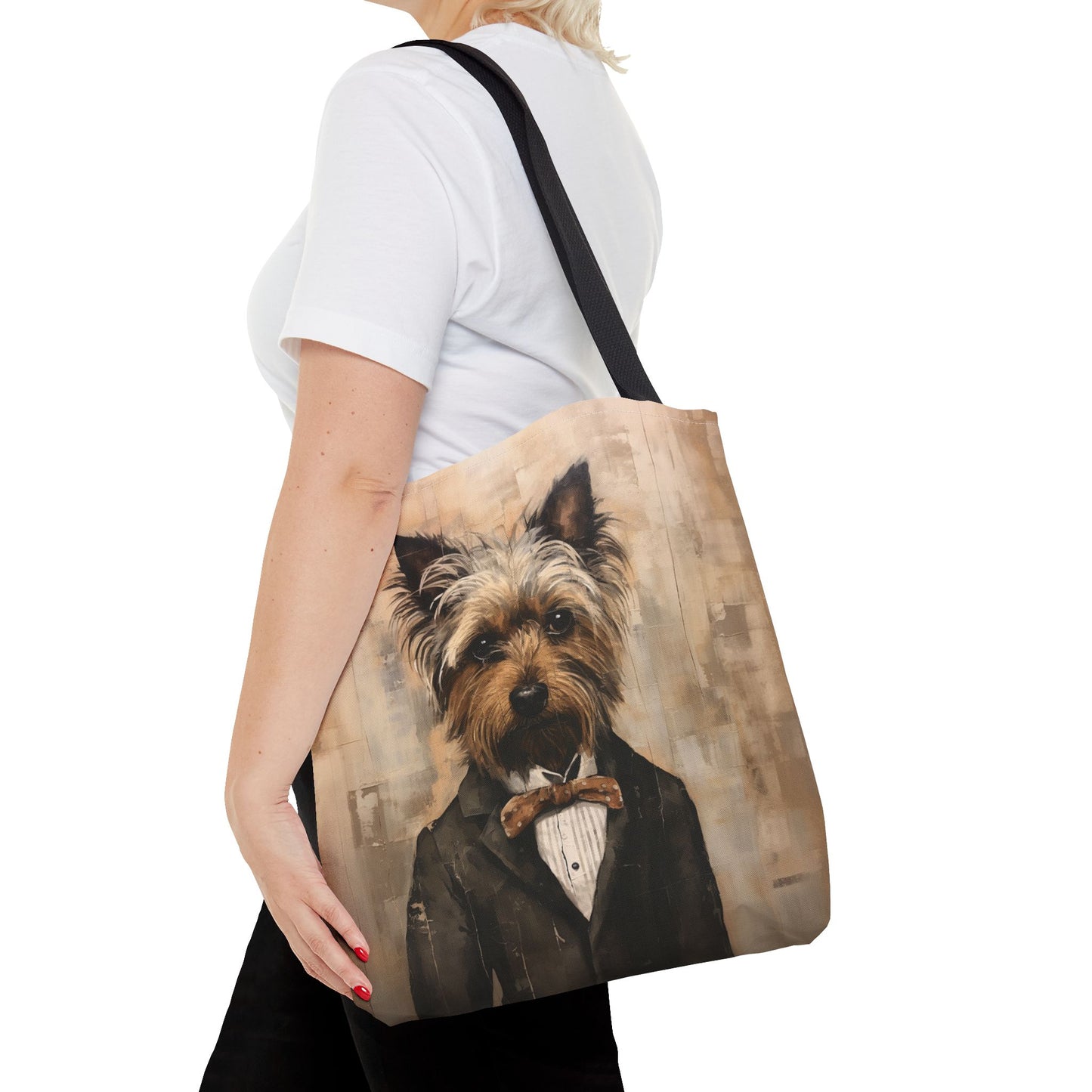 Yorkie Gentleman Tote Bag, Stylish Canvas Accessory for Dog Lovers