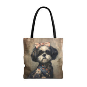 Shih Tzu Elegance Canvas Tote Bag, Chic and Eco-Friendly for Dog Lovers