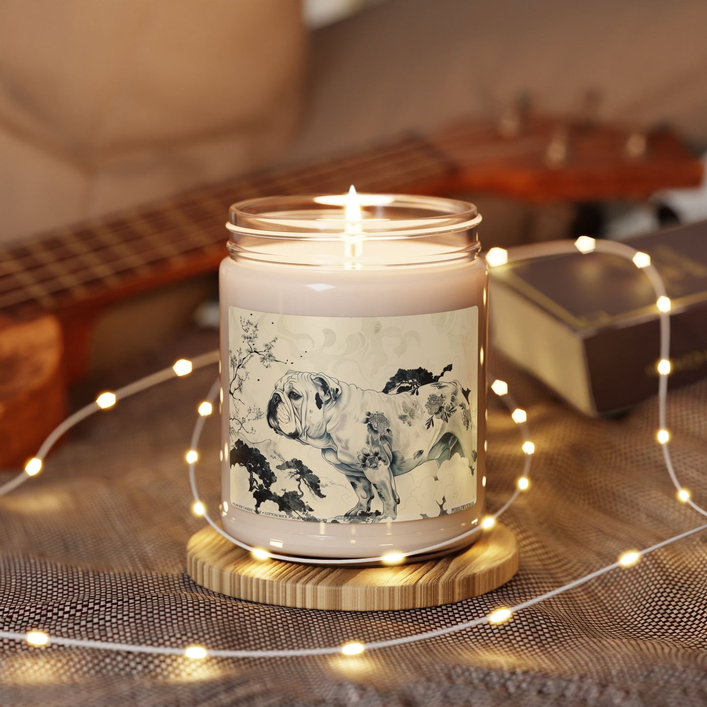 English Bulldog Vintage Art Candle for Dog Lovers and Pet Memorials