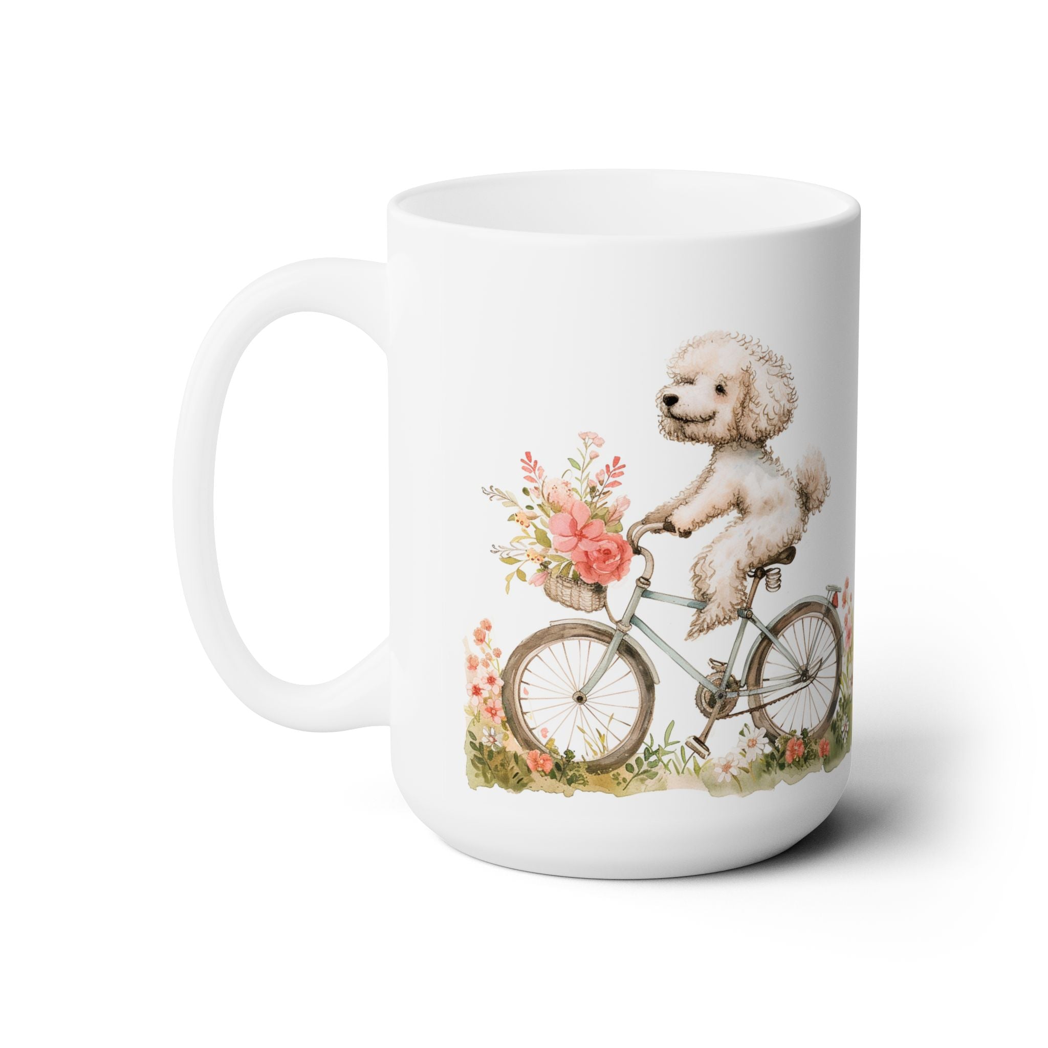 Poodle Bliss Floral Bicycle Mug – Perfect Gift for Dog Lovers