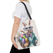 Sophisticated Easter Bunny Tote Bag with Colorful Egg Basket