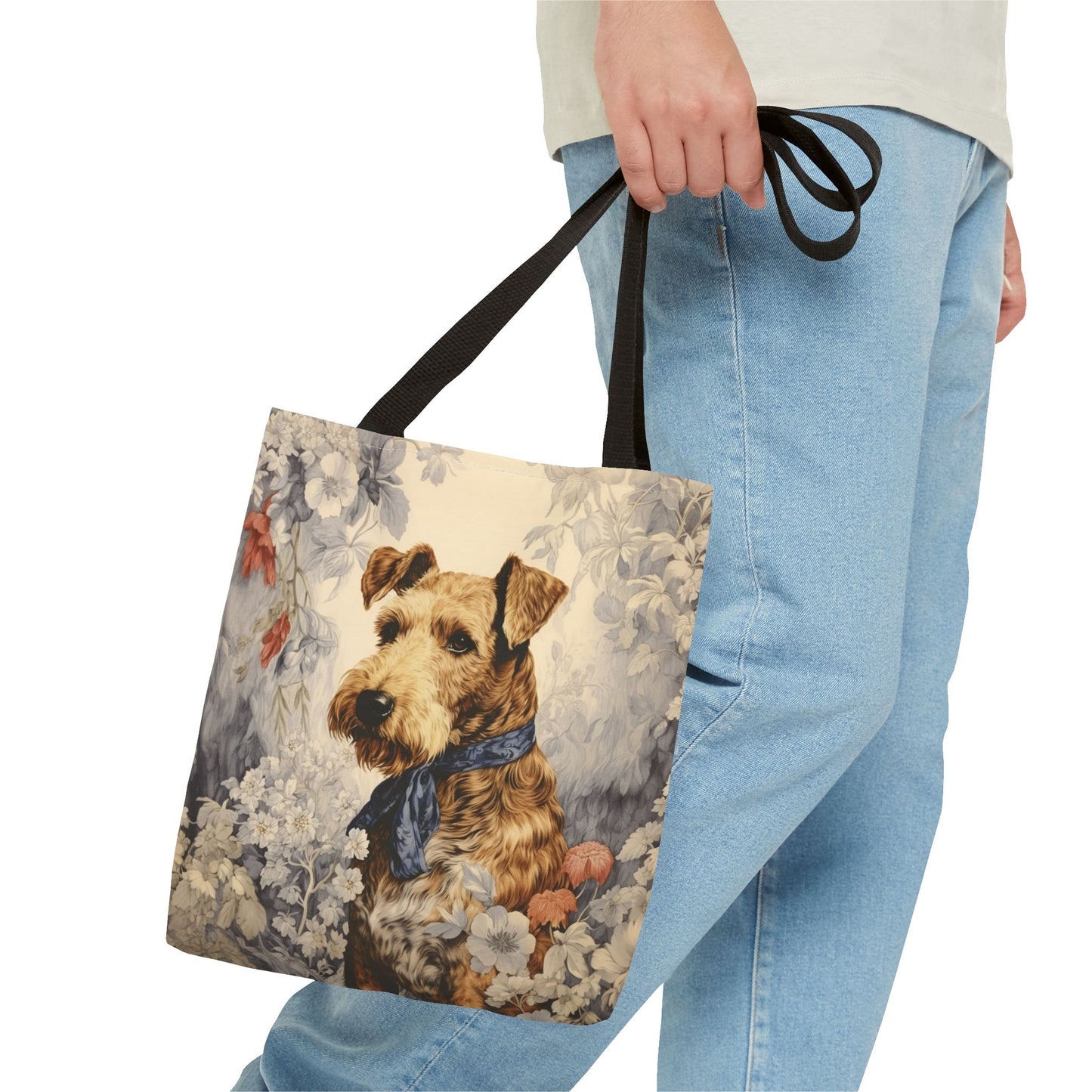 Airedale Terrier Bloom Tote Bag – Floral Eco-Friendly Canvas Gift