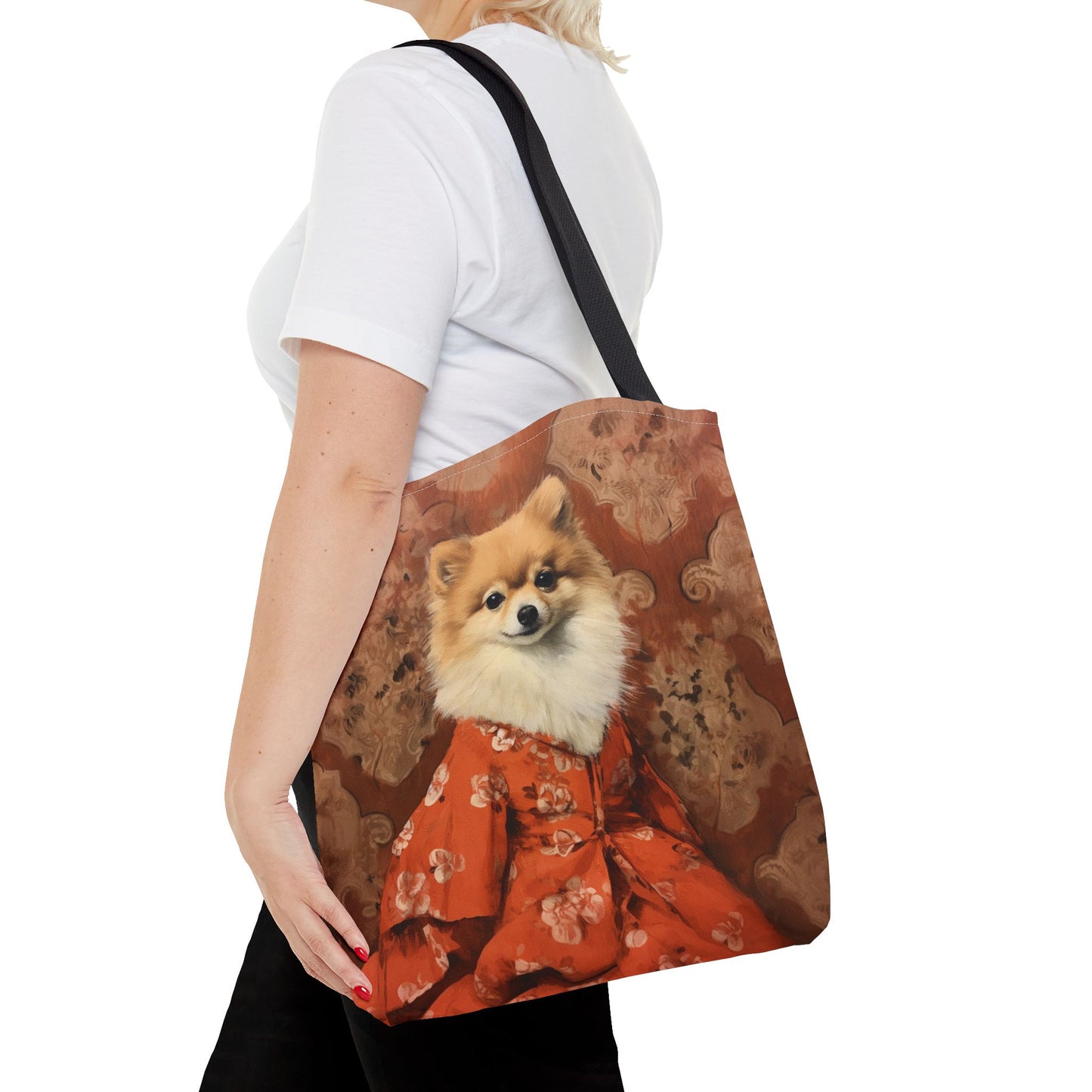 Royal Pomeranian Floral Tote Bag - Elegant Shopping & Gift Idea