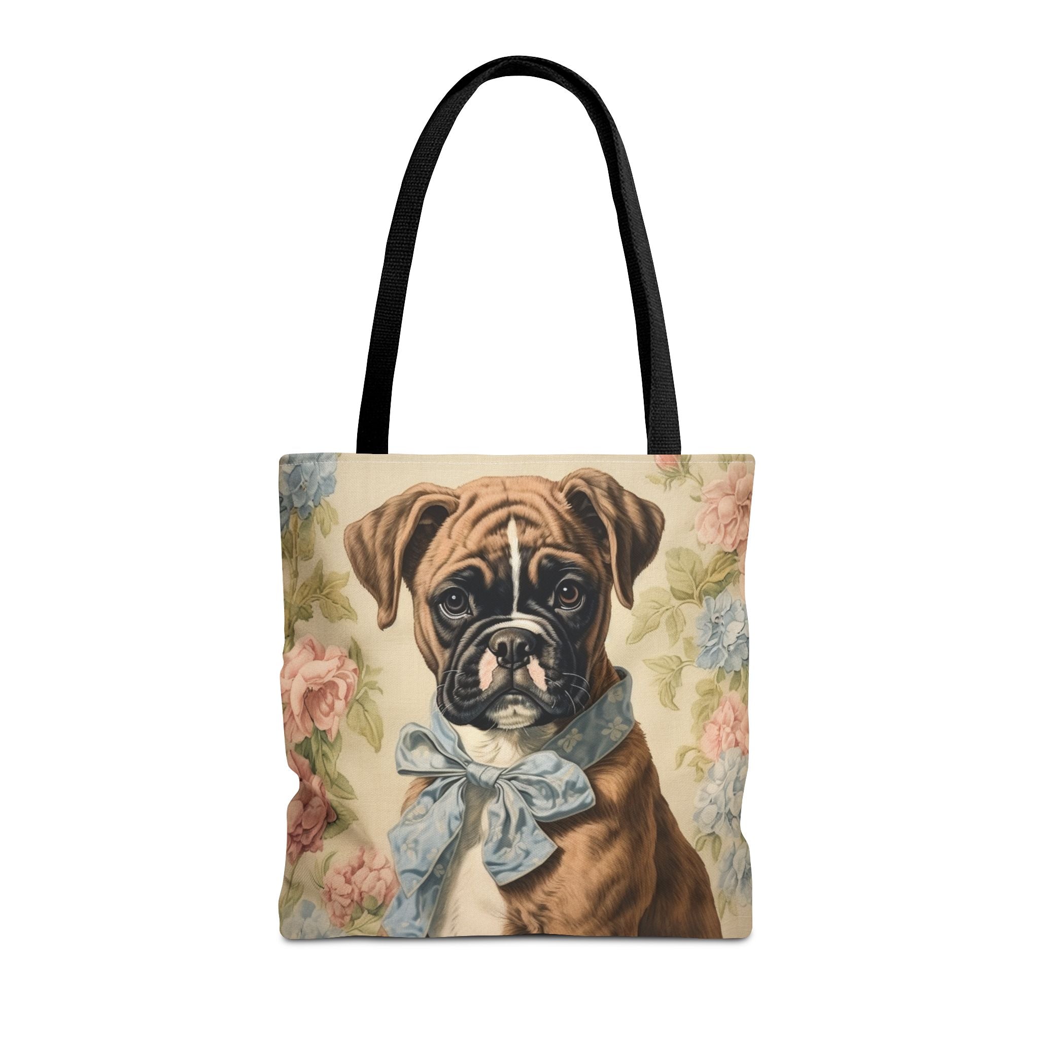 Boxer Charm Canvas Tote Bag, Floral Eco-Friendly Gift for Dog Lovers