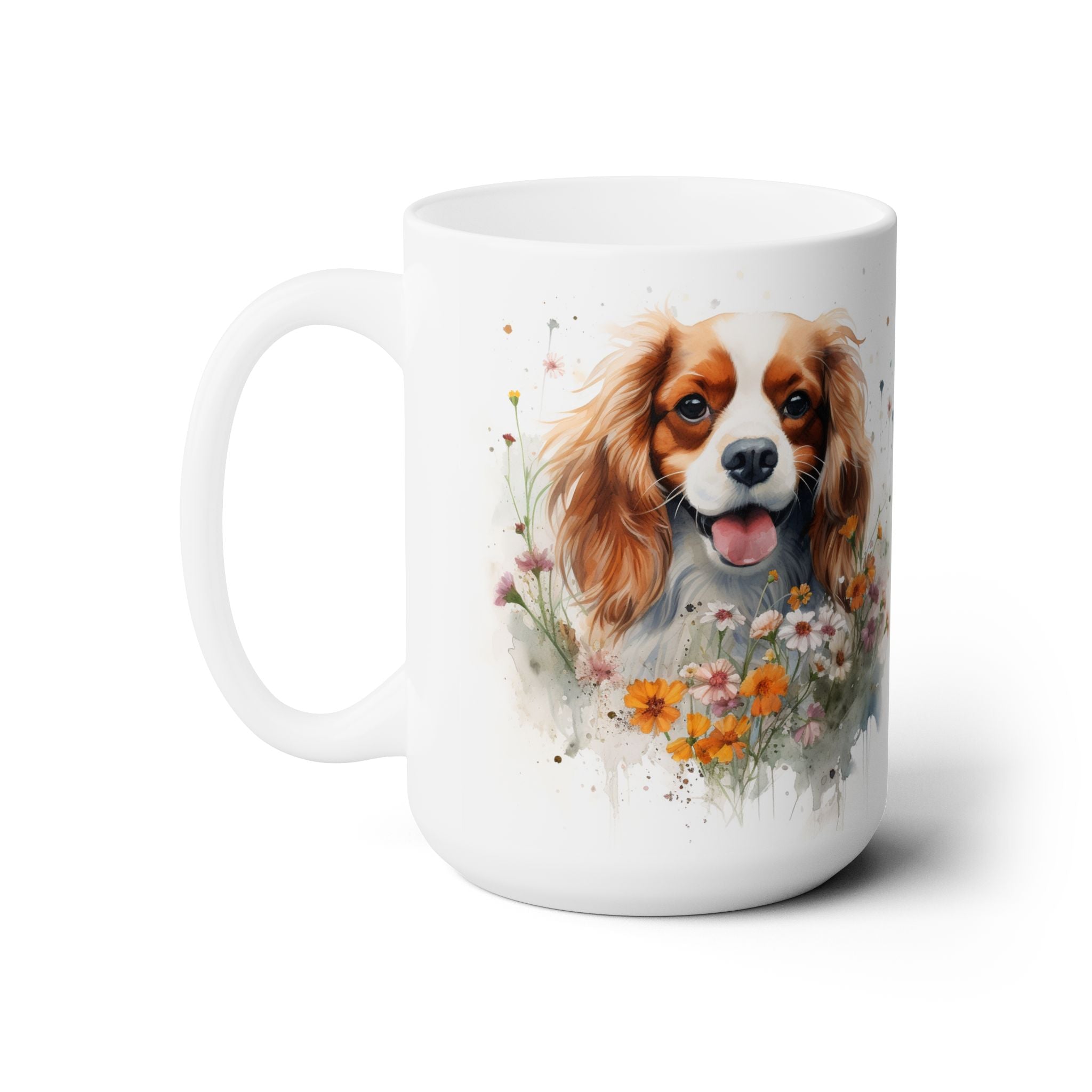 Cavalier King Charles Spaniel Mug – Floral Coffee Cup for Dog Lovers