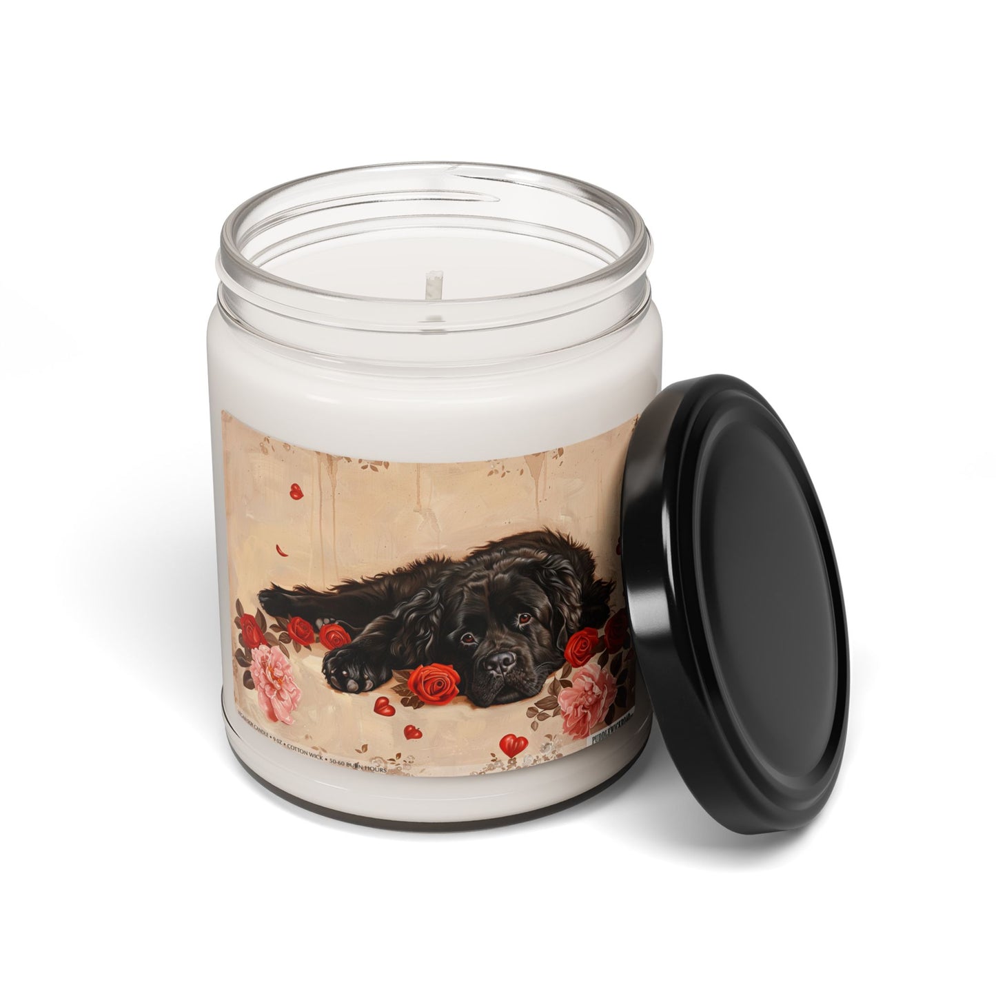 Newfoundland Dog Memorial Candle – Vintage Rose Design Gift