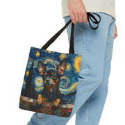 Starry Night Chihuahua Art Tote Bag, Eco-Friendly Canvas for Dog Lovers