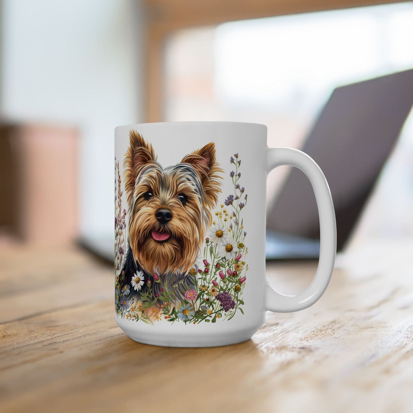 Yorkie Lover Floral Mug – Yorkshire Terrier Coffee Cup for Pet Parents