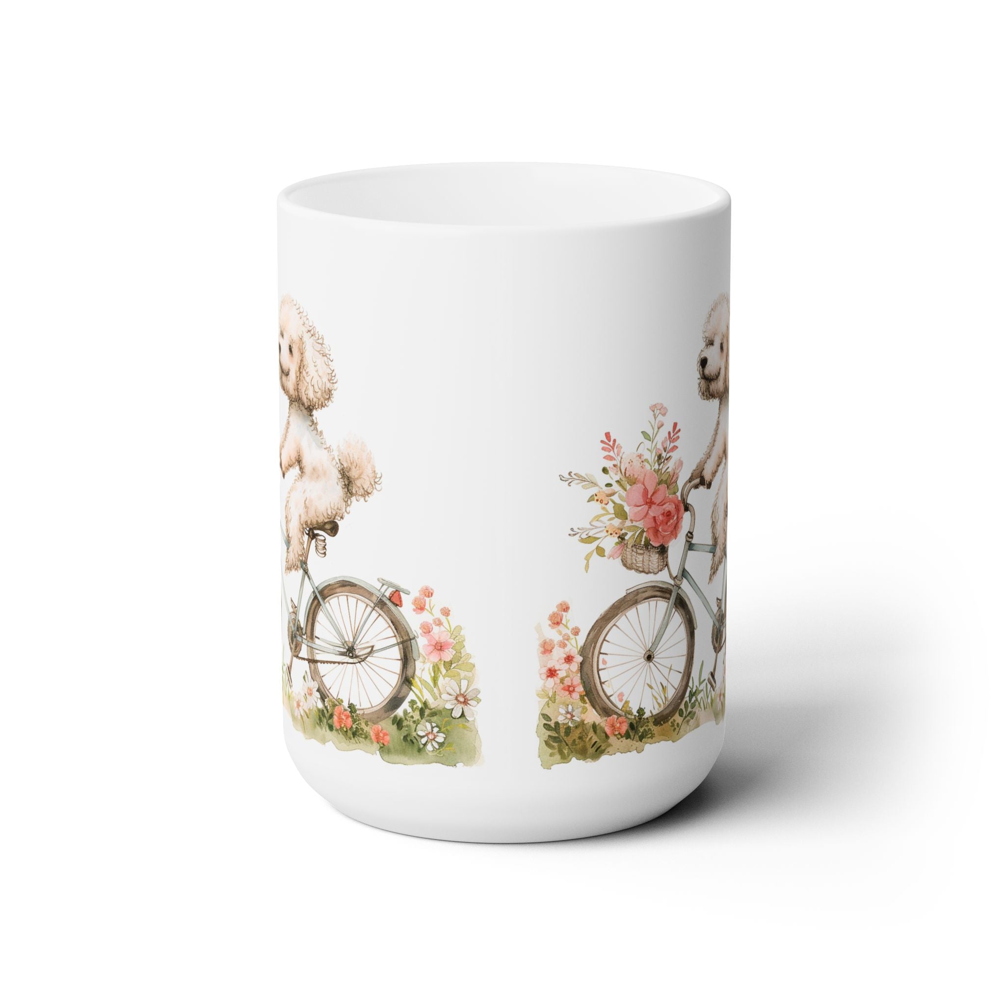 Poodle Bliss Floral Bicycle Mug – Perfect Gift for Dog Lovers