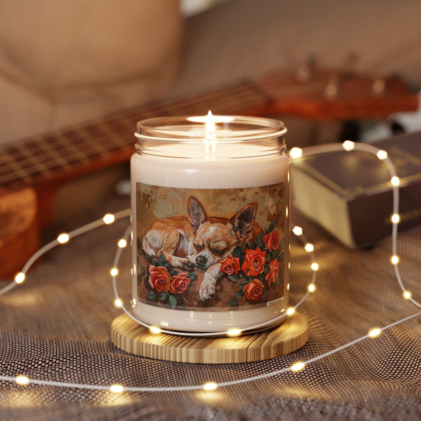 Sleeping Chihuahua Candle - Cozy Floral Pet Lover Gift