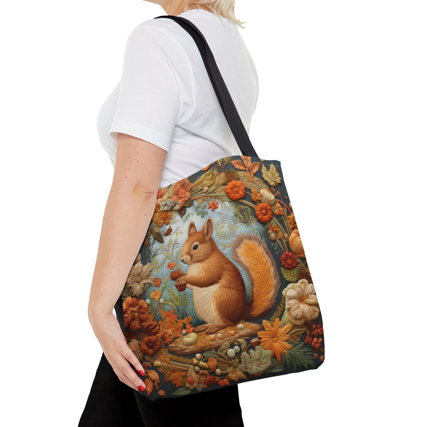 Autumn Woodland Squirrel Canvas Tote Bag – Eco-Friendly Fall Design