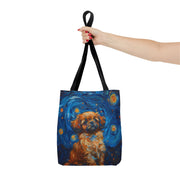 Starry Night Shih Tzu Canvas Tote Bag - Artistic Eco-Friendly Design