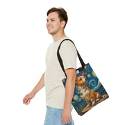 Starry Night Corgi Canvas Tote Bag - Artistic Dog Lover Gift, Eco-Friendly Shopping Companion