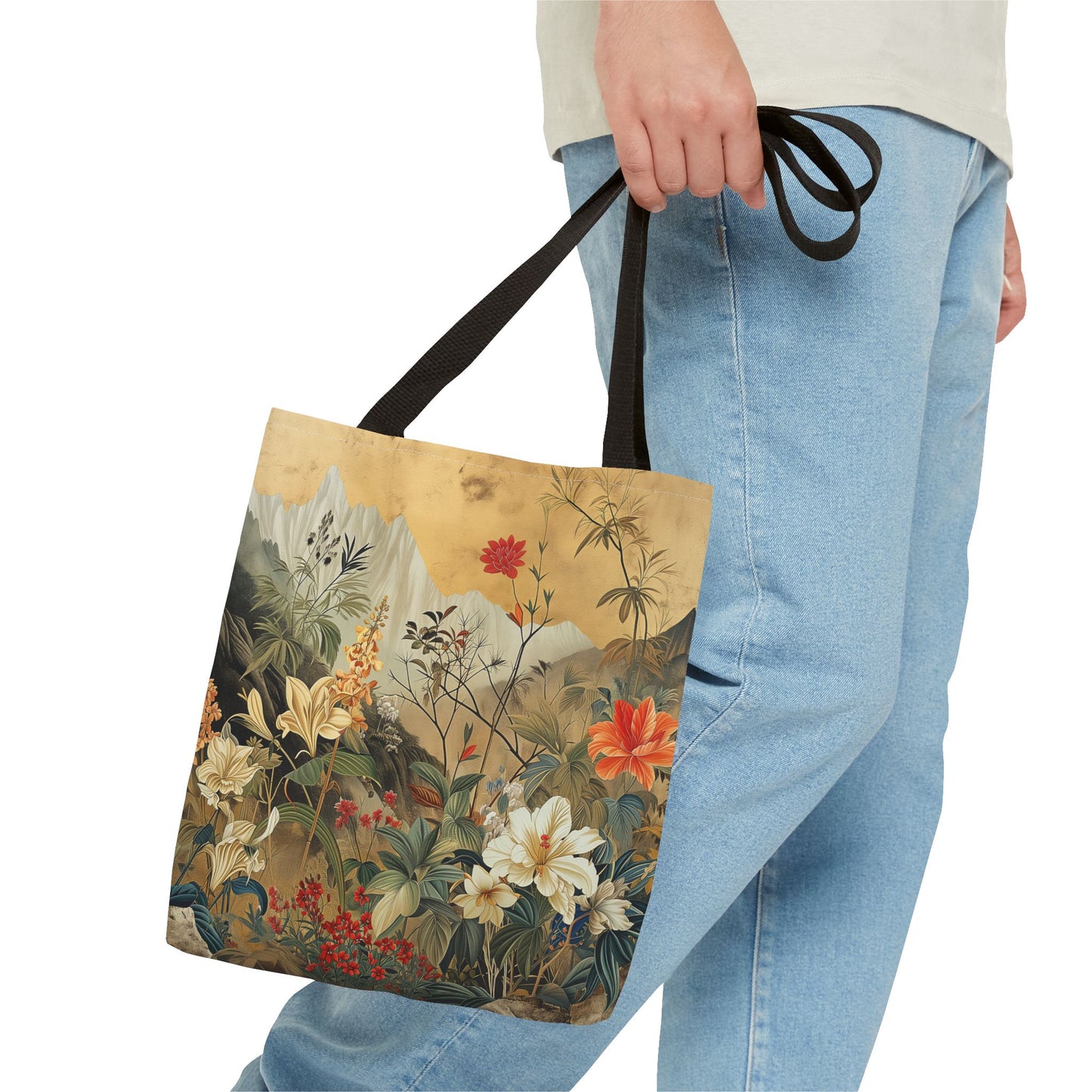 Nature-Inspired Floral Canvas Tote Bag, Eco-Friendly & Versatile