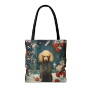 Refined Winter Poodle Tote Bag, Artistic Eco-Friendly Canvas Gift