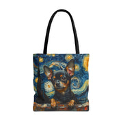 Starry Night Chihuahua Art Tote Bag, Eco-Friendly Canvas for Dog Lovers