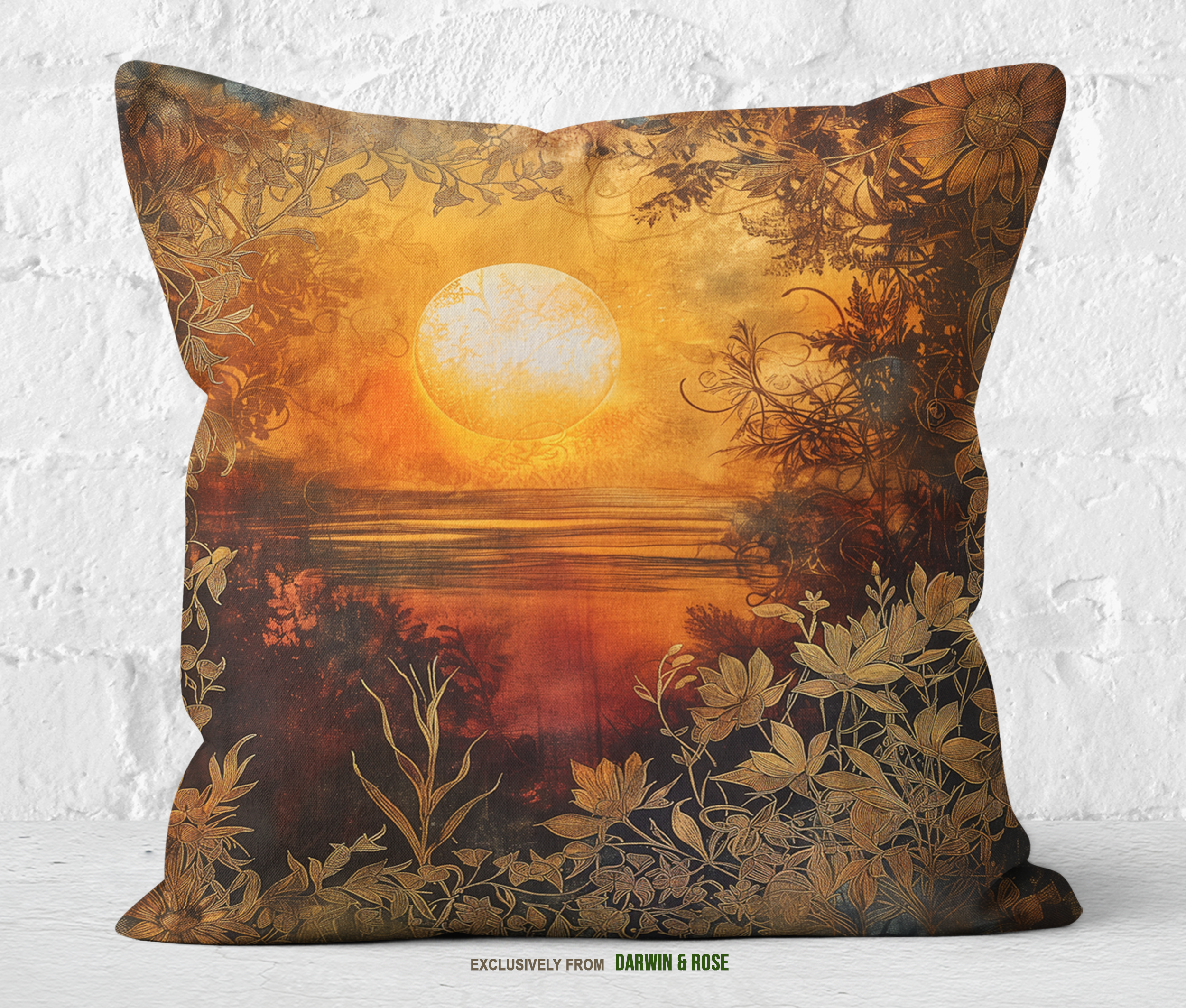 Golden Sunset Boho Luxe Throw Pillow