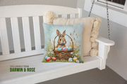 Springtime Bunny Easter Throw Pillow – Rustic Farmhouse Decor