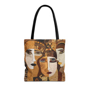 Art Deco Faces Canvas Tote Bag, Modern Cubism-Inspired Design