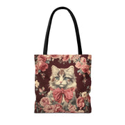 Charming Cat-Inspired Floral Tote Bag, Stylish Eco-Friendly Accessory