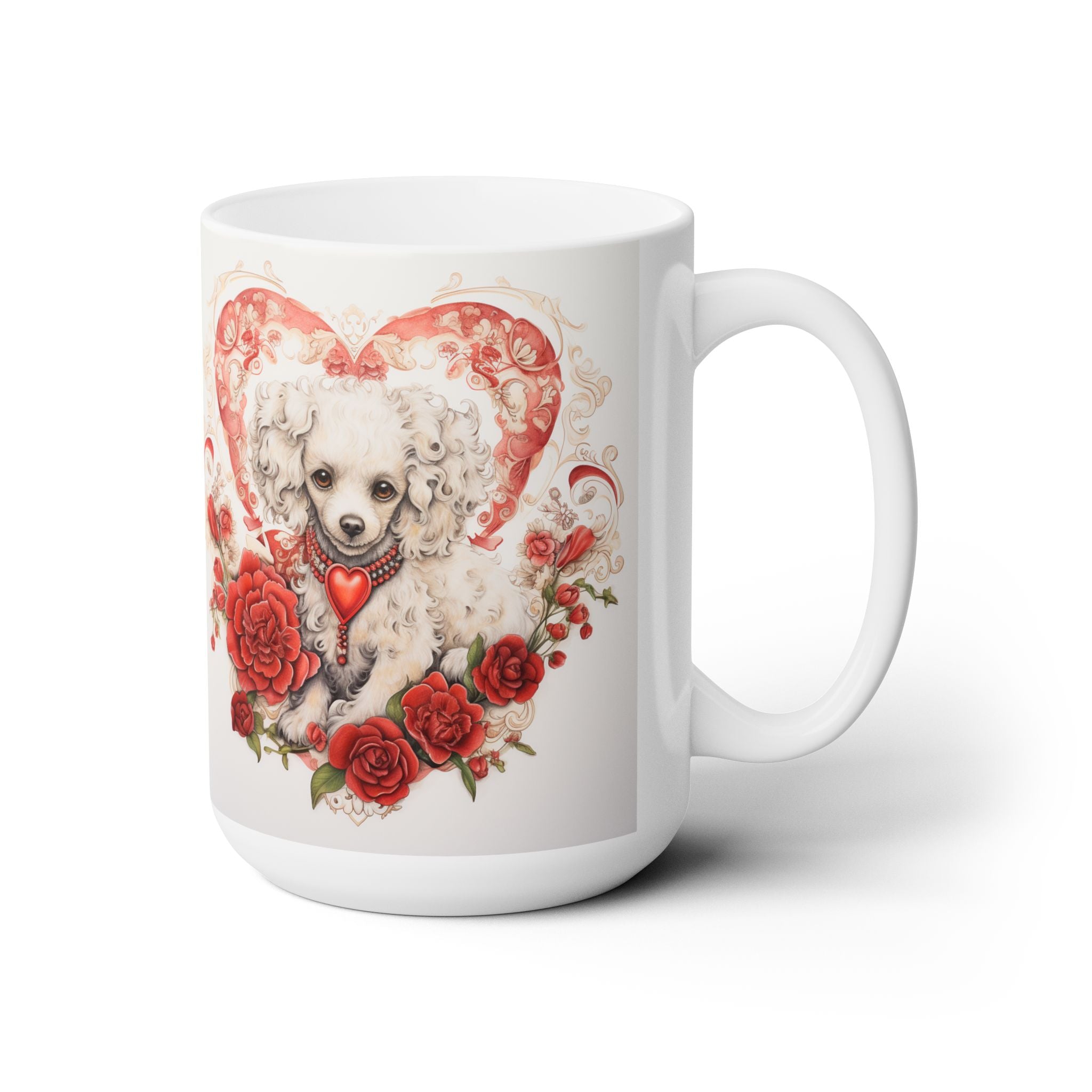 Poodle Valentine’s Day Mug – Romantic Red Rose Design