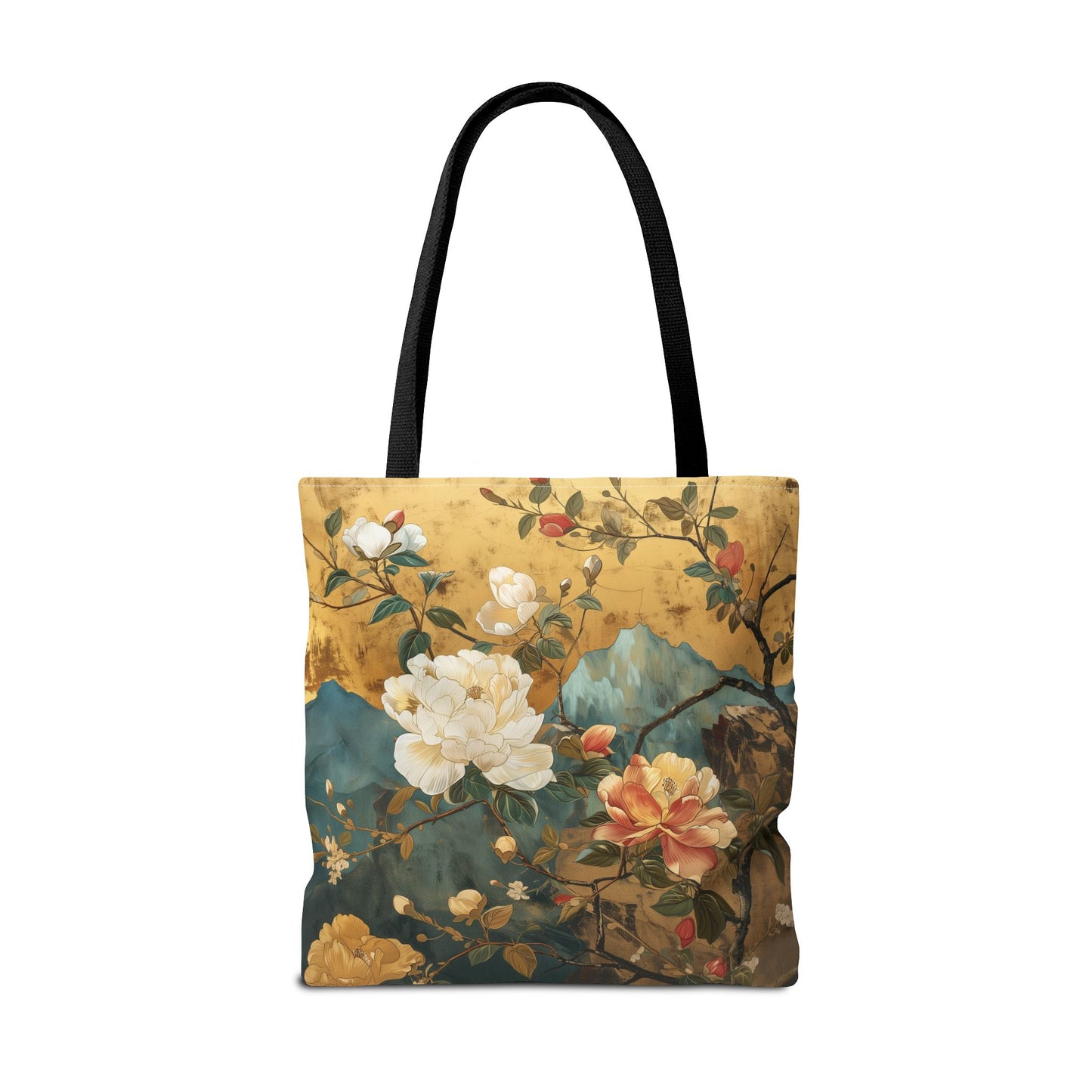 Golden Blossom Canvas Tote Bag - Elegant Floral Eco-Friendly Design