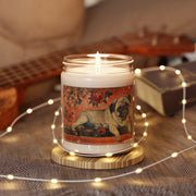 Pug Lover's Vintage Soy Candle – Dog Dad Gift with Rose Art