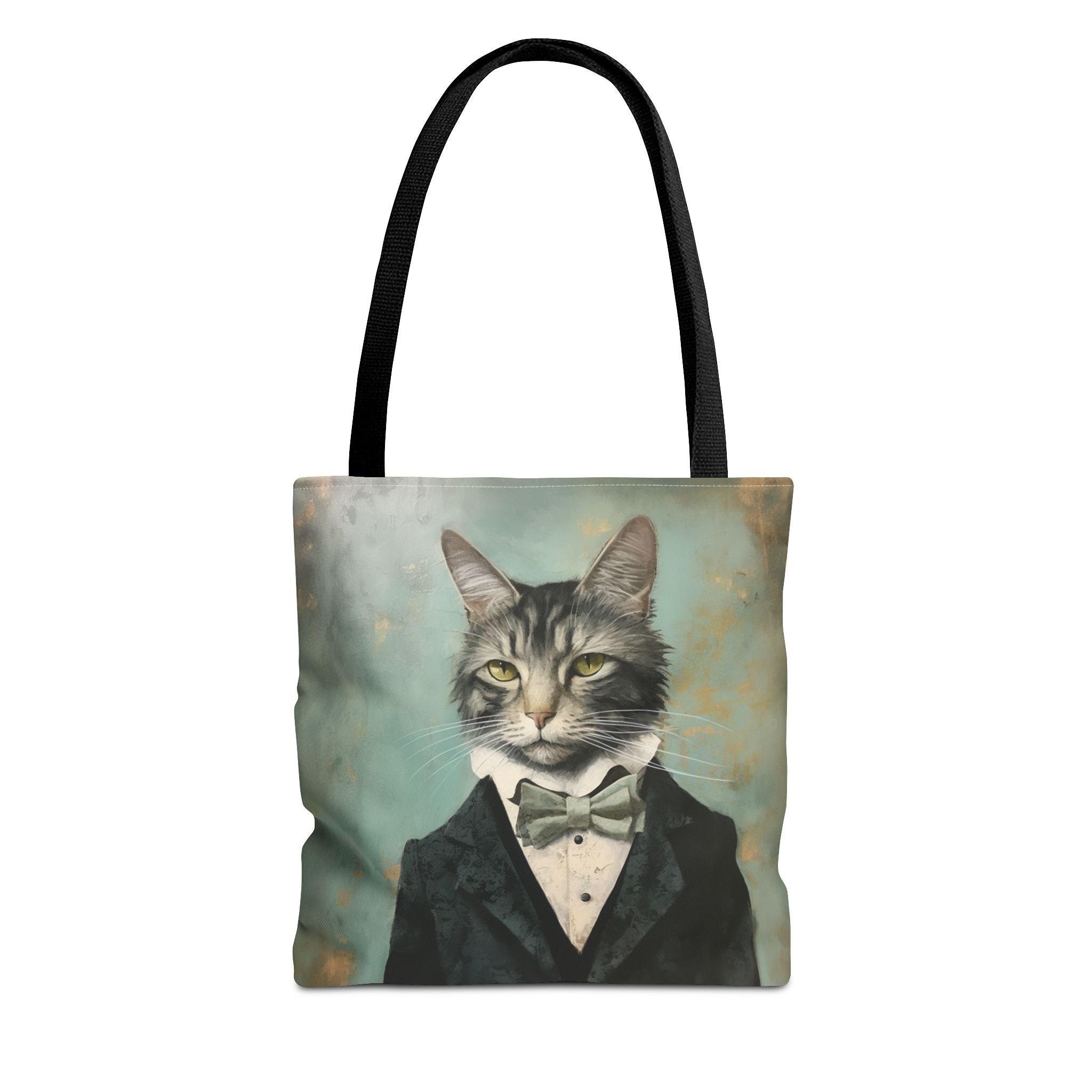 Elegant Cat Canvas Tote Bag with Tuxedo Art, Stylish Gift for Cat Lovers