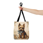 Yorkshire Terrier Tote Bag with Floral Design, Artistic Dog Lover Gift