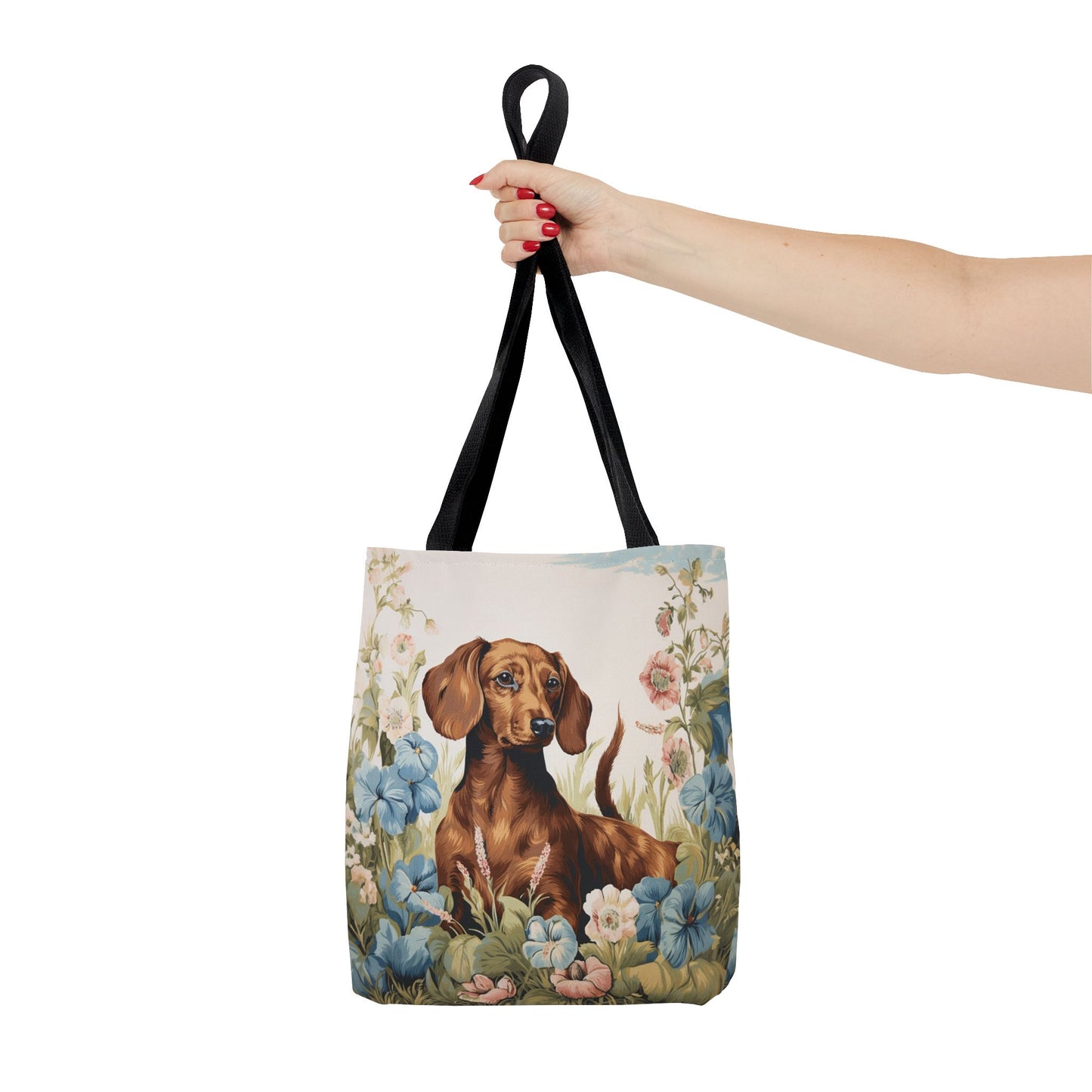 Dachshund Floral Tote Bag, Artistic Dog Lover Gift for Everyday Use