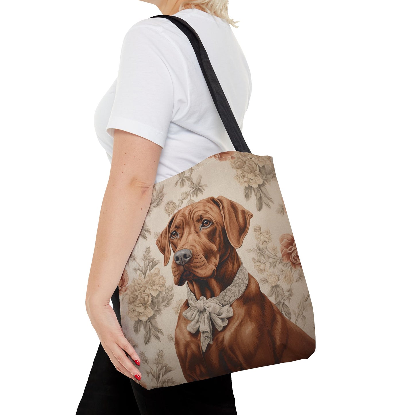 Rhodesian Ridgeback Floral Canvas Tote Bag for Dog Lovers