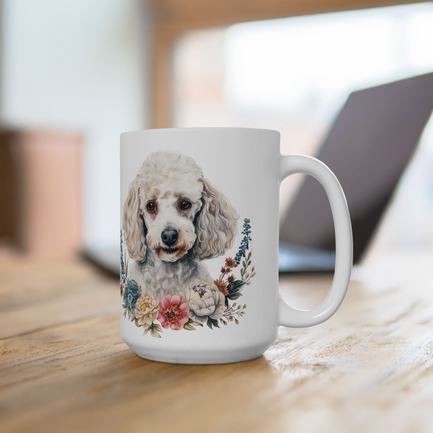 Poodle Bloom Mug - Floral Dog Lover's Coffee Cup Gift