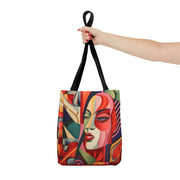 Abstract Cubist Art Tote Bag, Vibrant Canvas Shopping and Beach Bag