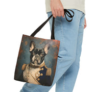 French Bulldog Commander Canvas Tote Bag, Regal Design for Dog Lovers