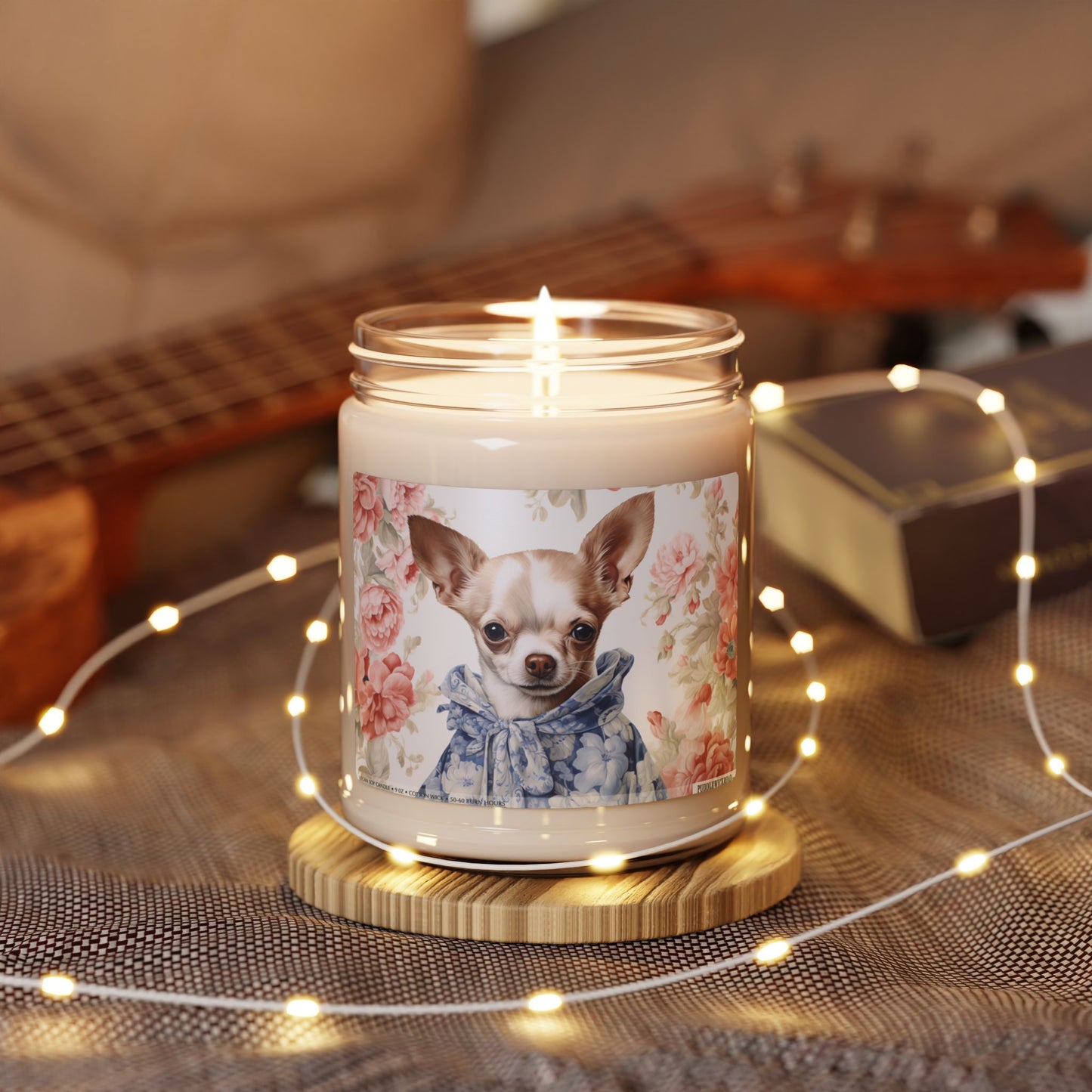 Charming Chihuahua Candle – Floral Art Design, Gift for Dog Lovers