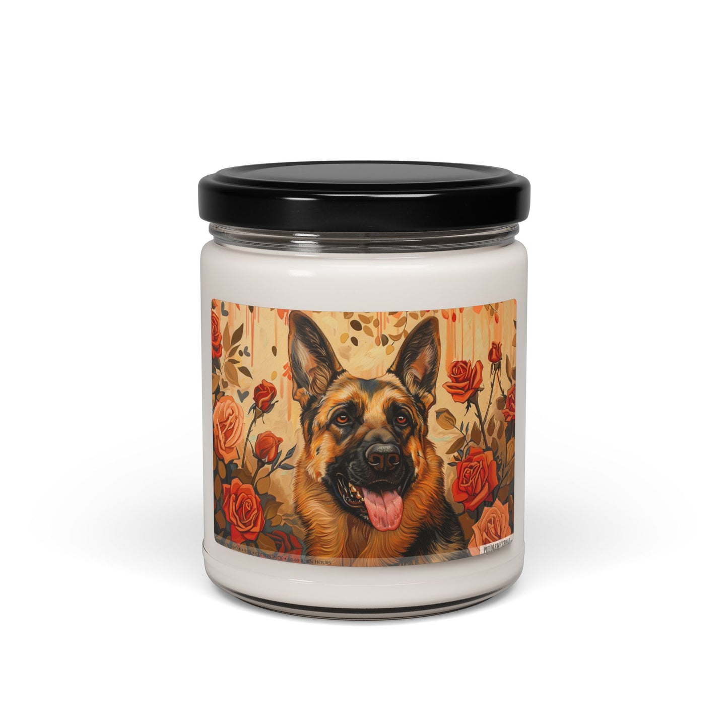 German Shepherd Candle - Artistic Floral Soy Gift