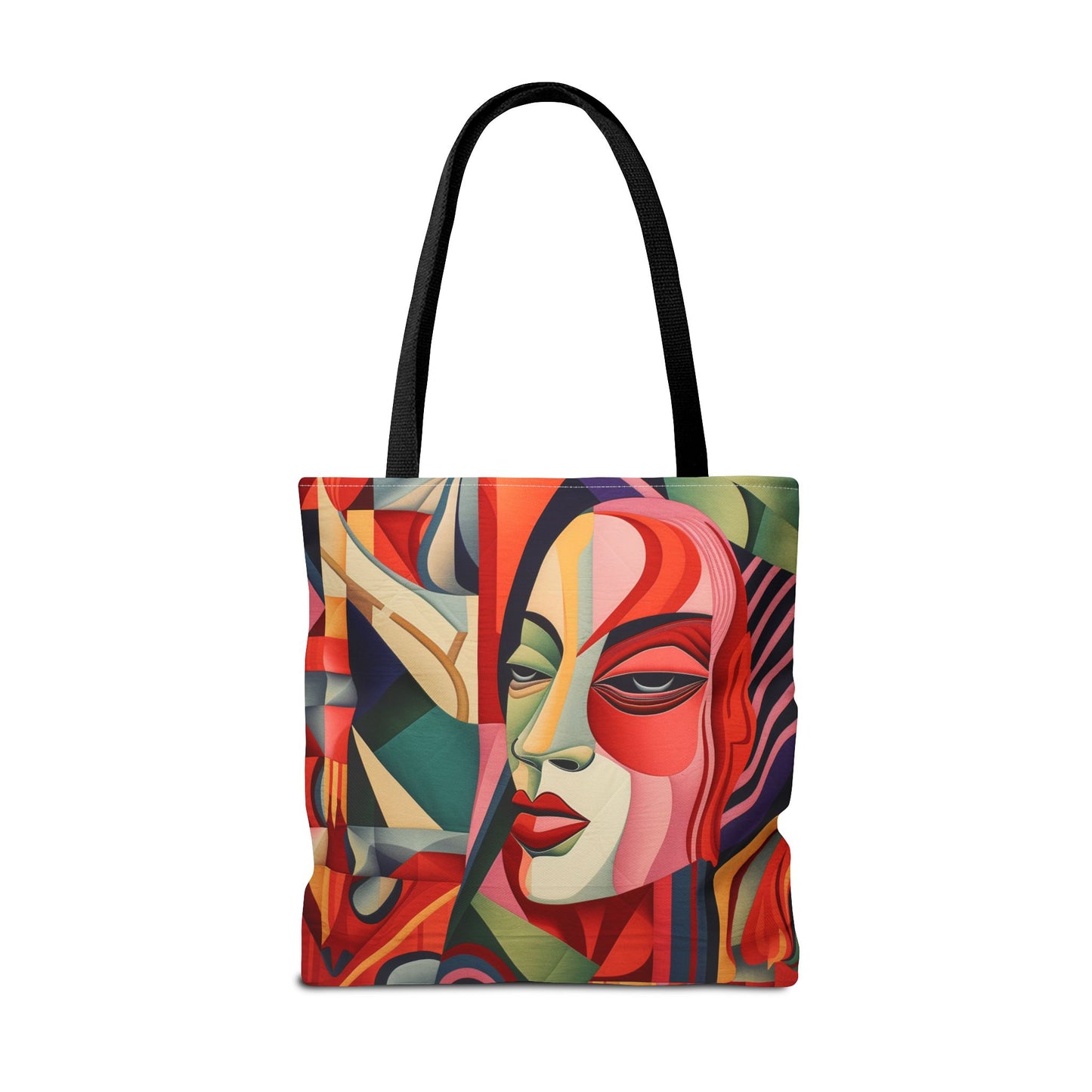 Abstract Cubist Art Tote Bag, Vibrant Canvas Shopping and Beach Bag