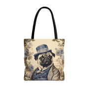 Regal Pug Canvas Tote Bag, Artistic Dog Lover's Gift, Eco-Friendly