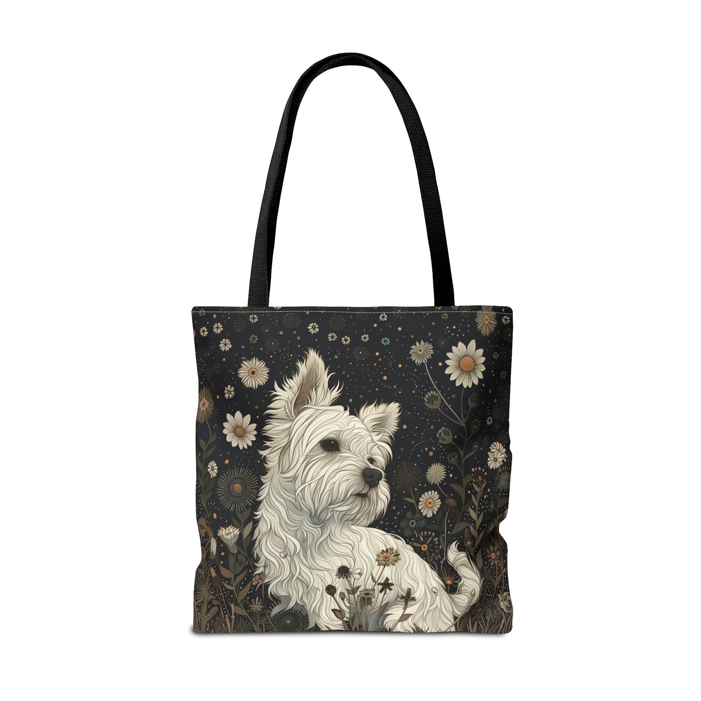 Westie Floral Canvas Tote Bag, Eco-Friendly Market Bag for Dog Lovers