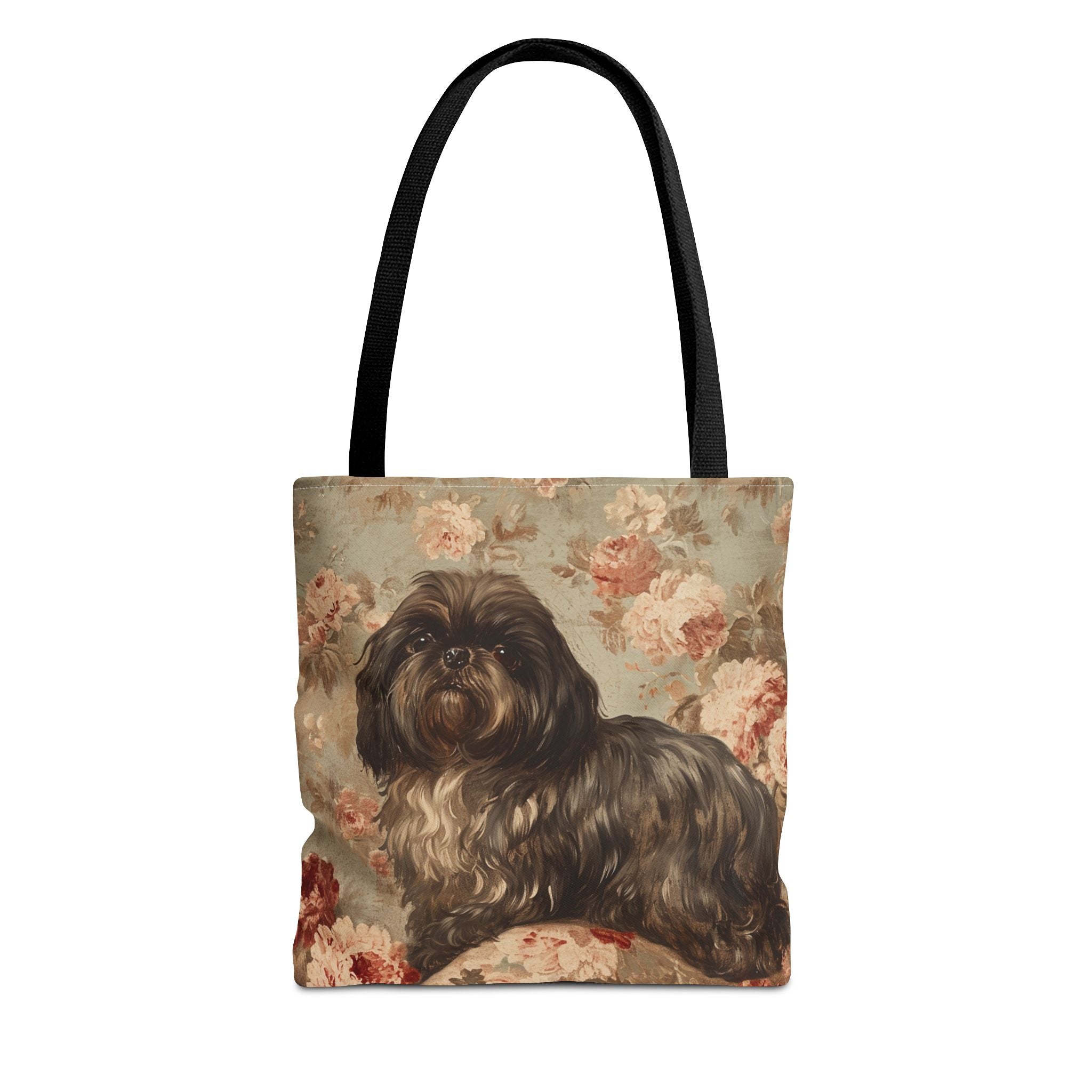 Elegant Shih Tzu Floral Canvas Tote Bag – Vintage Dog Lover Gift