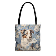 Australian Shepherd Floral Canvas Tote Bag - Eco-Friendly & Stylish