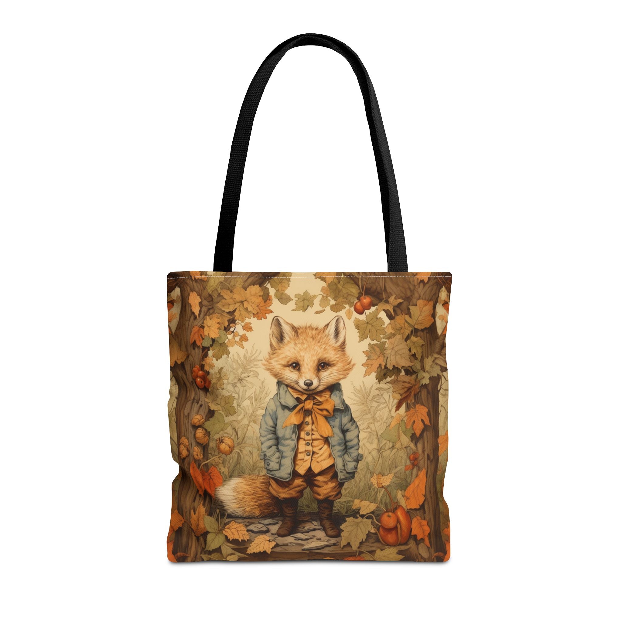 Vintage Autumn Fox Tote Bag - Eco-Friendly Reusable Canvas Bag