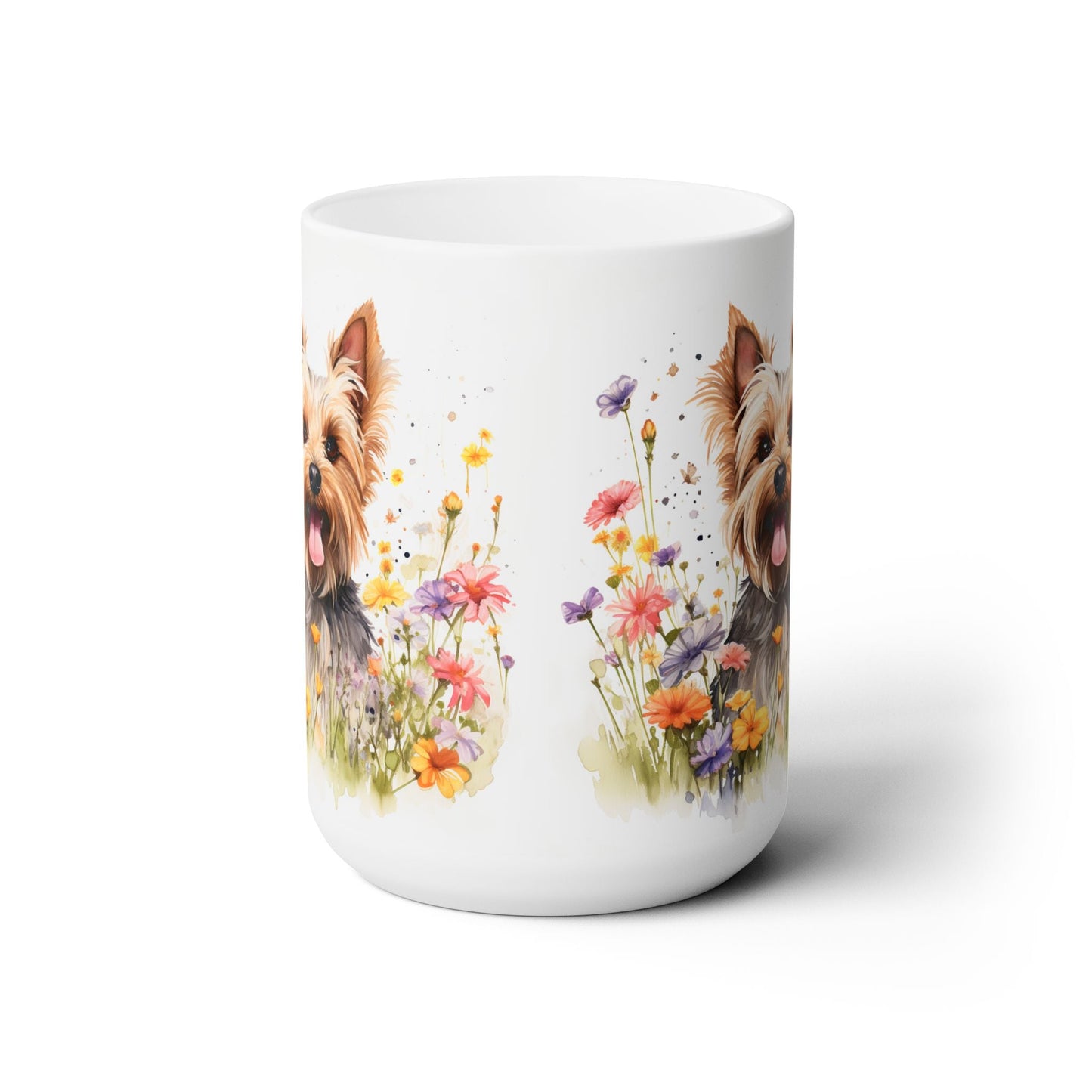 Yorkie Bliss Mug - Yorkshire Terrier Floral Coffee Cup Gift