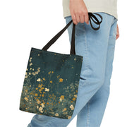 Midnight Floral Starry Canvas Tote Bag, Eco-Friendly Everyday Carry