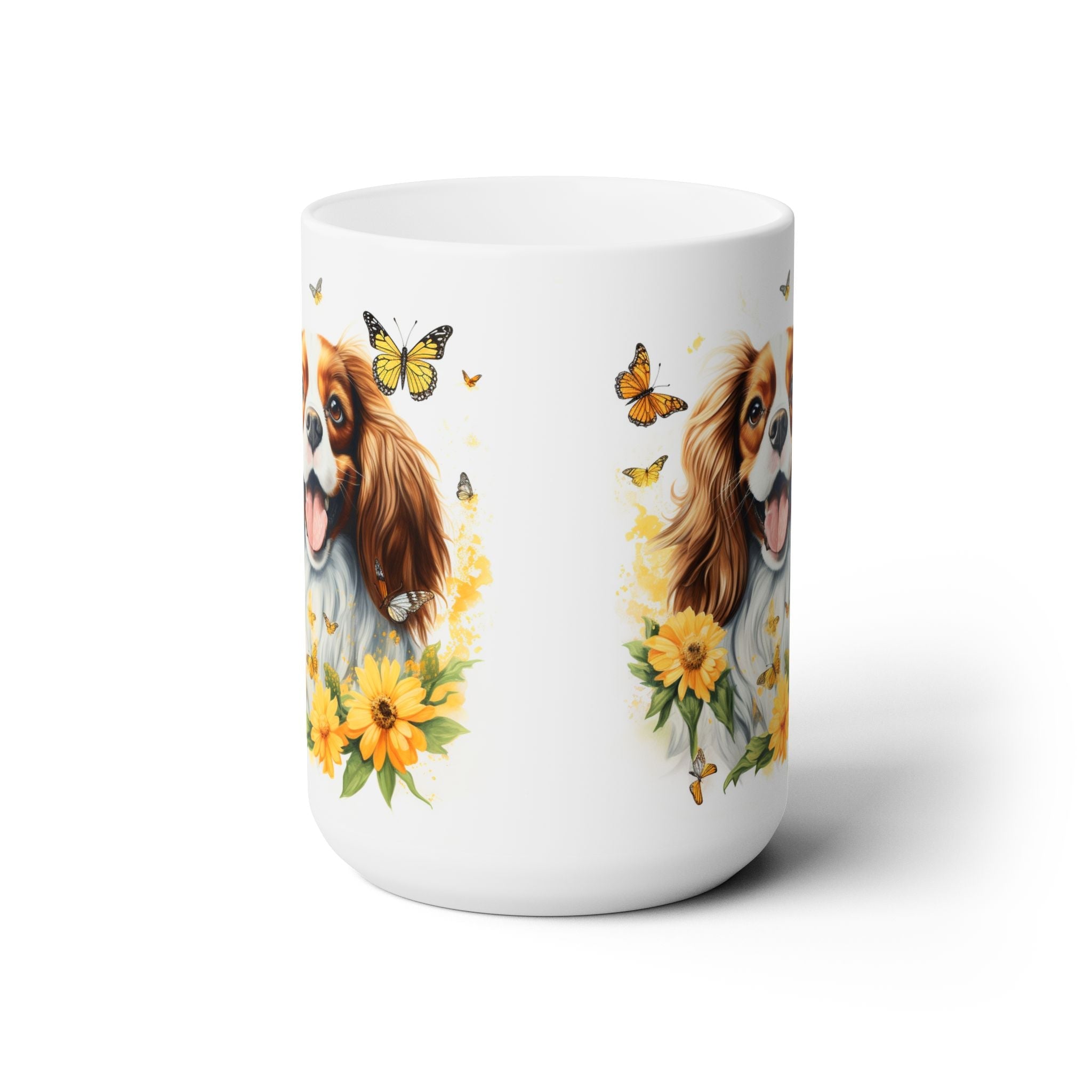 Cavalier King Charles Spaniel Mug – Floral Butterfly Design