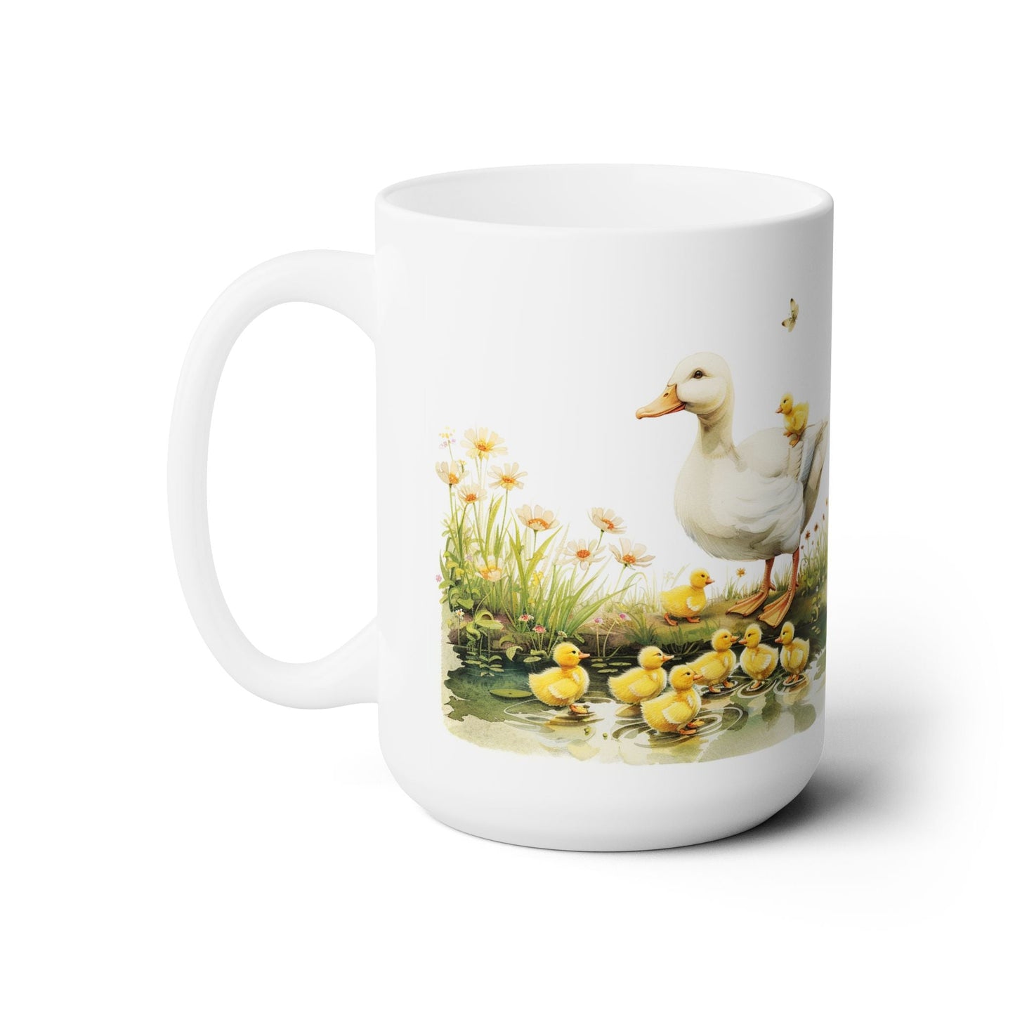 Mother Duck and Ducklings Nature Art Coffee Mug, Charming Gift for Animal Lovers