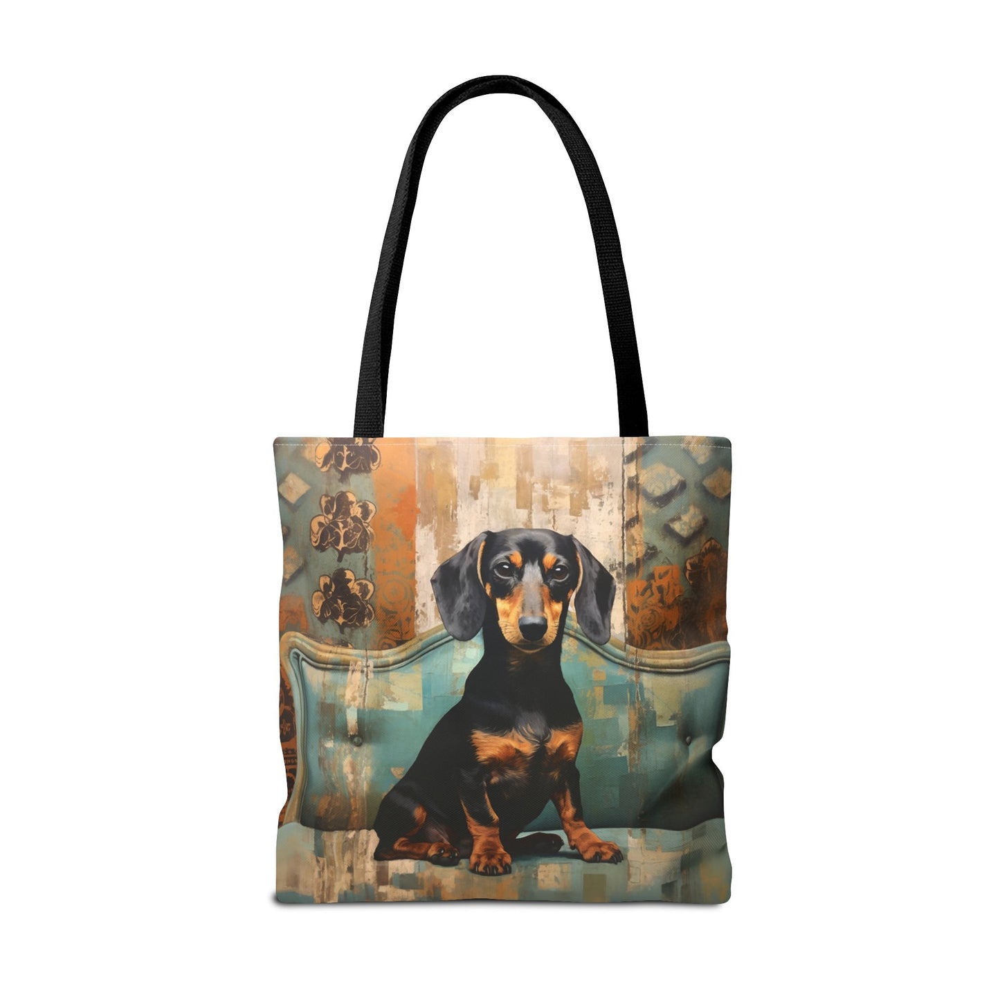 Dashing Dachshund Vintage Tote Bag, Artistic Canvas Dog Lover Gift