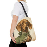 Regal Dachshund Canvas Tote Bag, Elegant Dog Lover Gift, Vintage Art Style