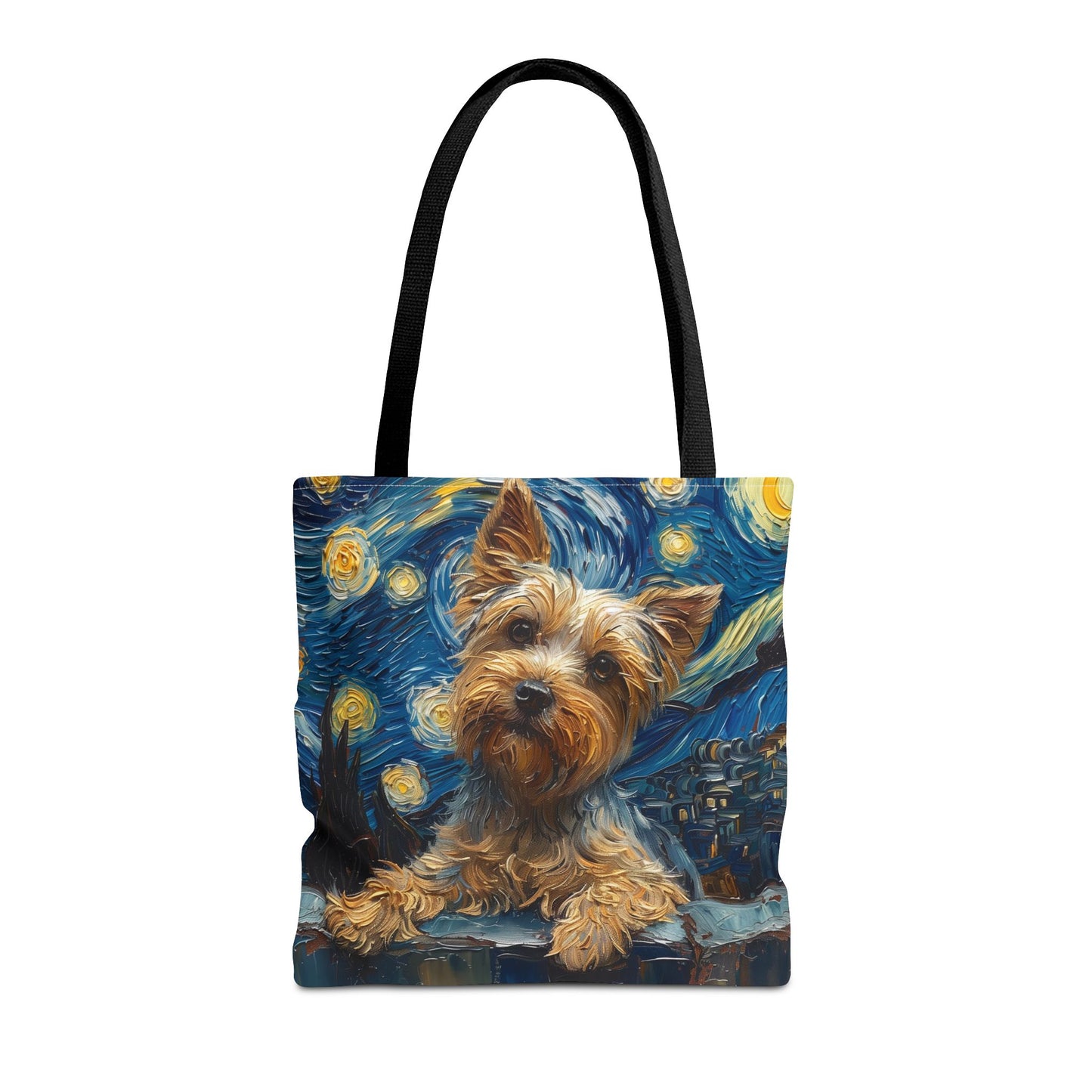 Starry Night Yorkie Tote Bag - Eco-Friendly Canvas for Dog Lovers